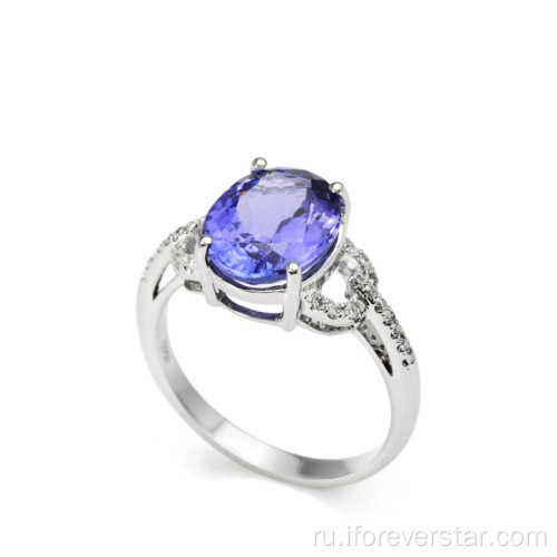 Значение кольца Натуральный Tanzanite 925 Серебряные украшения